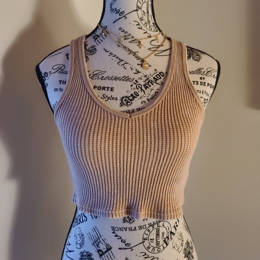 Forever 21 Ribbed Knit Tank Top - Beige